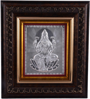 

Siri Creations 999 Pure Lakshmi With Wooden Photo Frame Size 5 Decorative Showpiece - 22 cm(Silver, Silver)
