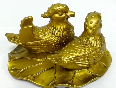 

Ripe India Feng Shui Mandarin Ducks Love Birds Double Duck Showpiece for True Love Decorative Showpiece - 9 cm(Polyresin, Green)