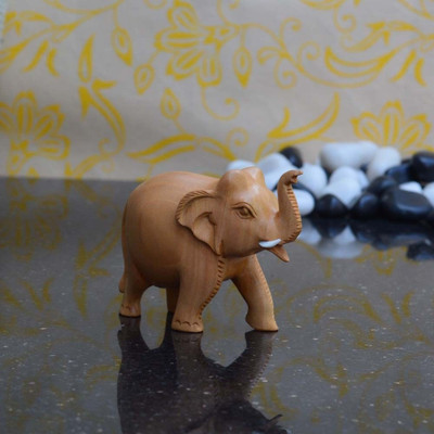 

eCraftIndia Saluting Corporate Elephant Decorative Showpiece -(Wooden, Brown)