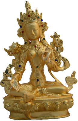 

DivyaMantra Feng Shui Tara Devi Lady Buddha Decorative Showpiece - 14 cm(Aluminium, Yellow)