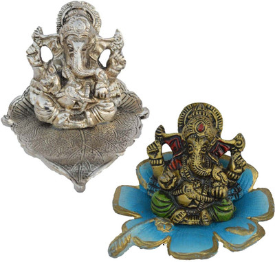 eCraftIndia Set of 2 Lord Ganesha Statues Decorative Showpiece - 7.62 cm(Aluminium, Multicolor) eCraftIndia Set of 2 Lord Ganesha Statues Decorative Showpiece - 7.62 cm(Aluminium, Multicolor)