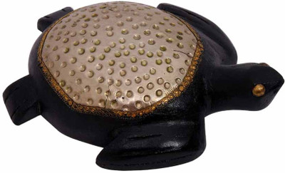 

NG Art Ventura Handcrafted Small Tortoise Decorative Showpiece - 5 cm(Neem Wood, Black, Silver)