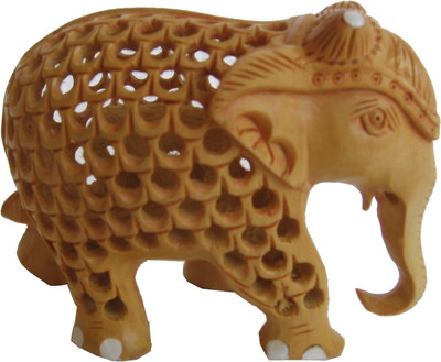 

Craft International Elephant Cut Work ( Trunk Down ) - 3 Inch Decorative Showpiece - 8 cm(Wooden, Brown)