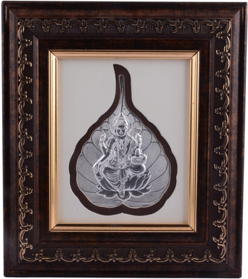 

Siri Creations 999 Pure Lakshmi In Leaf With Wooden Frame Decorative Showpiece - 20 cm(Silver, Silver)