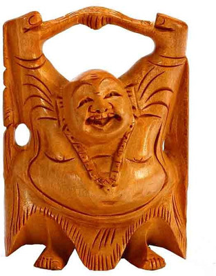 

ByCue Laughing Buddha Decorative Showpiece - 10 cm(Wooden, Brown)