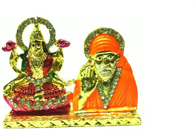 

Swarnim Jewellers Laxmi_Sai Baba Decorative Showpiece - 3.8 cm(Bronze, Yellow)