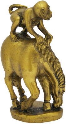 

DivyaMantra Feng Shui Monkey On Horse Decorative Showpiece - 10 cm(Polyresin, Brown)