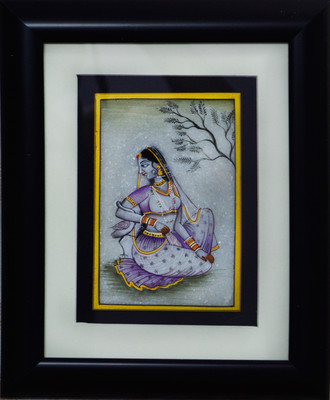 

eCraftIndia Gorgeous Ragini Painting with Swan (Wooden Framed) Decorative Showpiece - 27.94 cm(Stoneware, Wooden, Multicolor)