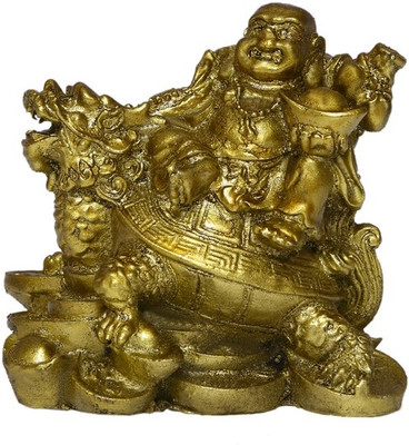 

Samriddhi Vastu fengh shui buddha dragon tortoise with coin and ingot Decorative Showpiece - 7 cm(Polyresin, Brown)