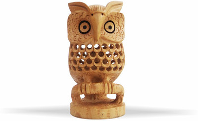 

Rangelo Rajasthan Handmade Jali Work A Wooden Owl Statue Undercut. Decorative Showpiece - 10 cm(Wooden, Yellow)