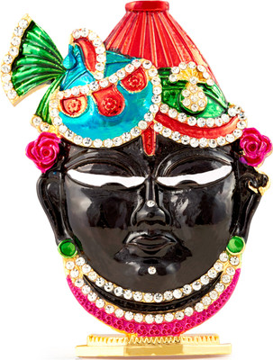 

Kulin Lord Shreenathji | Shrinathji Face Idol For Car Dashboard | Home Decor | Gifting Decorative Showpiece - 7 cm(Gold Plated, Multicolor)