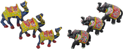 

Rajkruti handicraft camel and elephant set Decorative Showpiece - 6 cm(Plastic, Multicolor)
