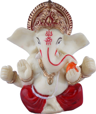

The Nodding Head Crown Ganesha (Small) With Modak Decorative Showpiece - 12 cm(Polyresin, Multicolor)