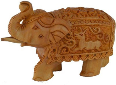 

Ruchi World Wooden Elephant Decorative Showpiece - 7 cm(Wooden, Brown)