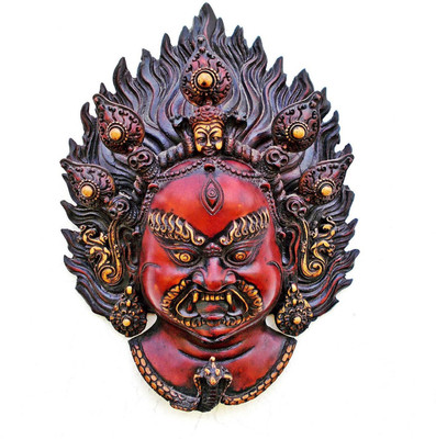

Collectible India Mahakala Wall Hanging Mask , Tibeten Bhairav Shiva Sculpture, Antique Finish Buddhism Decorative Showpiece - 33 cm(Ceramic, Black)