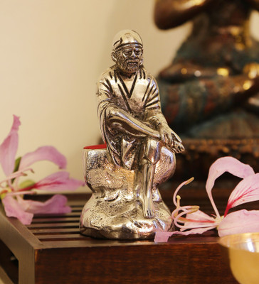 

GAC Trend Sadguru Sai Nath Statue Decorative Showpiece - 11.25 cm(Aluminium, Silver)