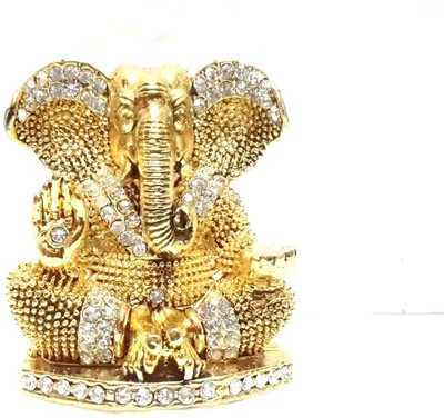 Ratna Ganesh Murti God Shri Ganesh Car Dashboard Statue Lord Ganesha Idol Bhagwan Ganpati Spiritual Puja Vastu Figurine - Religious Murti Pooja Gift Item / Temple / Home Décor Decorative Showpiece Decorative Showpiece Decorative Showpiece - 7 cm(Brass, Gold)