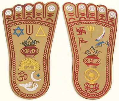 

Pratimah Shri Laxmi Charan Paduka Decorative Showpiece - 2 cm(Copper, Gold)