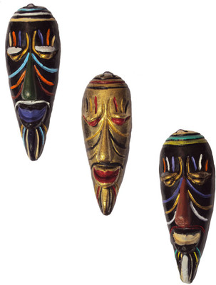 

Hand Artz Terracotta Handmade Wall Hanging Small Hawaian Mask Decorative Showpiece - 10 cm(Terracotta, Multicolor)