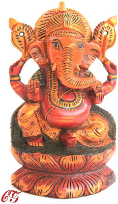 

Craft International Wooden Ganesh Statue Painted - 6 Inch Decorative Showpiece - 15 cm(Wooden, Brown)