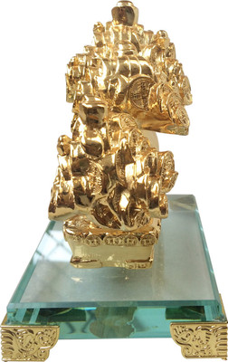 

Ehatti Coins and Ingots Tree on Crystal Base Decorative Showpiece - 12 cm(Crystal, Gold)