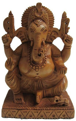 

JaipurCrafts Prosparing Lord Ganesha On Chowki Decorative Showpiece - 10.16 cm(Wooden, Brown)
