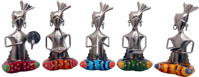 

NG Art Ventura Set of 5 Handpainted Multicoloured Indian Pugree Musicians 9 Inches Tall Decorative Showpiece - 22 cm(Wooden, Multicolor)