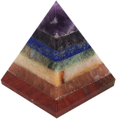 

Starstell 7 Chakra Bonded Crystal StoneS Pyramid Decorative Showpiece - 4 cm(Stoneware, Multicolor)