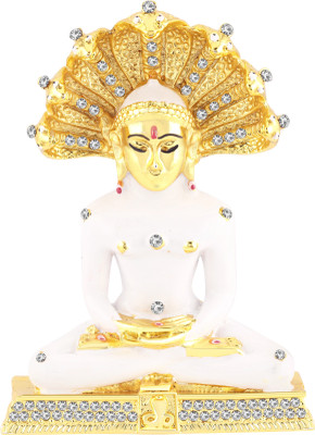 

Kulin God Parshwnath Idol For Car Dashboard | Home Decor | Gifting Decorative Showpiece - 7.5 cm(Gold Plated, White)