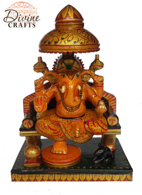 

DivineCrafts Colorful Lord Ganesha Showpiece Decorative Showpiece - 15 cm(Wooden, Multicolor)