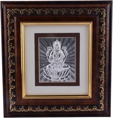 

Siri Creations 999 Pure Lakshmi With Wooden Frame Size 4 Decorative Showpiece - 20 cm(Silver, Silver)