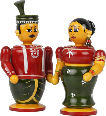 

Anuradha Bride and Groom box Decorative Showpiece - 11 cm(Wooden, Multicolor)