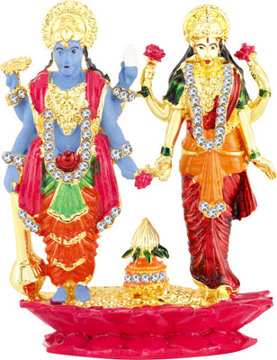 

Kulin Laxmi Narayan Idol | Murti For Car Dashboard | Home Decor | Gifting Decorative Showpiece - 5.5 cm(Gold Plated, Multicolor)