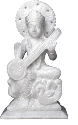 Laxita White Marble Saraswati God Statue Made of Italian Marble for Home & Office Decorative Showpiece - 24 cm(Stoneware, White)