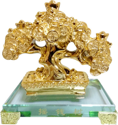 

Starstell Chinese Bonsai Golden Money Coin Tree over Crystal Base Decorative Showpiece - 13 cm(Ceramic, Crystal, Gold)