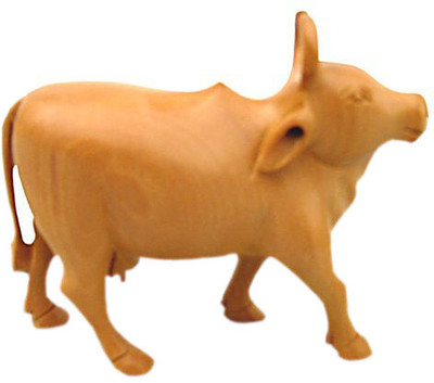 

Chitra Handicraft Cow Decorative Showpiece - 10 cm(Wooden, Brown)