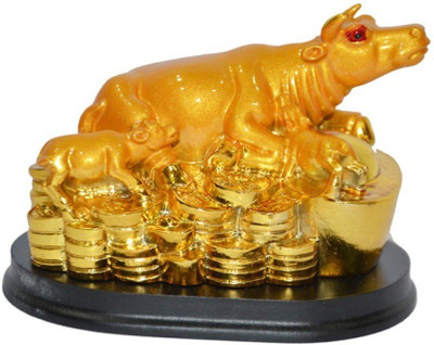 

Creartivegifts Feng Shui Wealth Cow In Golden Decorative Showpiece - 6 cm(Polyresin, Gold)