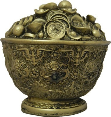 

Shakti 100 % Orignal Bowl Of Wealth for Wealth Decorative Showpiece - 10 cm(Polyresin, Dark Green)