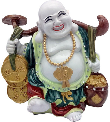 

Art N Hub Multicolour Feng Shui Laughing Buddha Handicraft Idol Lord Gautam Buddha Statue Decorative Spiritual Vastu Showpiece Figurine - Religious Gift item & Murti for Mandir / Temple / Home Decor / Office Decorative Showpiece - 26 cm(Earthenware, Multi