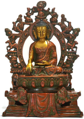 

Collectible India Fegshui Large Sakyamuni Bronze Buddha Statue - Lucky Vastu Decor Decorative Showpiece - 27.5 cm(Bronze, Multicolor)