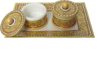 

eCraftIndia Stoneware Decorative Platter(Yellow, Red)