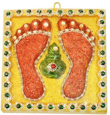 Spectrahut Laxmi-Charan-Plate Showpiece - 10 cm(Terracotta, Multicolor) Spectrahut Laxmi-Charan-Plate Showpiece - 10 cm(Terracotta, Multicolor)