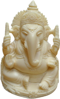 JaipurCrafts Premium Pure White Lord Ganesha Decorative Showpiece - 10.60 cm(Stoneware, White)