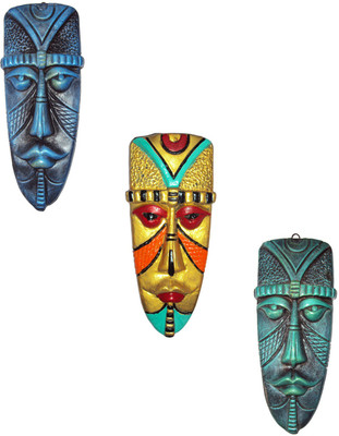 

Hand Artz Terracotta Home Decorative Egyptian Mask Combo Wall Hanging Decorative Showpiece - 15 cm(Terracotta, Multicolor)