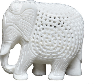

Artist Haat Marble Elephant Sculpture Decorative Showpiece - 10 cm(Stoneware, White)