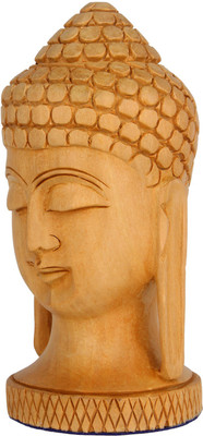 

India Unlltd India Unltd Carved Wooden Buddha Bust Decorative Showpiece - 14 cm(Wooden, Beige)