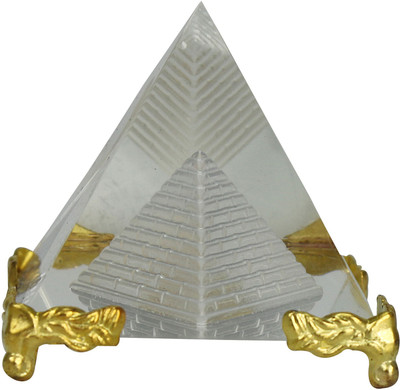 

Pure Life Inside Pyramid Decorative Showpiece - 7 cm(Crystal, White, Gold)