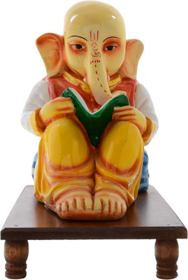 

JaipurCrafts Premium Collection Lord Ganesha Reading Book On Deewan Decorative Showpiece - 15.24 cm(Stoneware, Wooden, Multicolor)