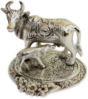 AnD Artvilla Rajasthani Handicraft Traditional Decorative Silver Metal Cow and Calf Decorative Showpiece  -  12.5 cm(Gold Plated, Gold, Multicolor)