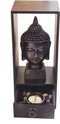 

NG Art Ventura Buddha Head with a Tea Light Decorative Showpiece - 26 cm(Polyresin, Wooden, Copper, Gold)